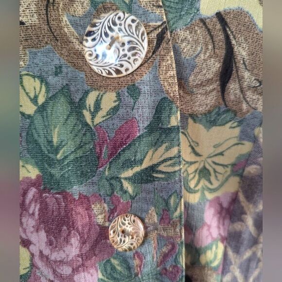 VTG Componix Patchwork Floral Embroidered Top Shacket Cottagecore Prairiecore SM - Picture 5 of 11